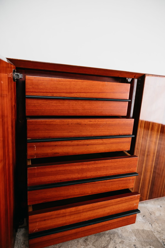 Image 1 of Monumental Rosewood Sideboard Zebrawood Lacquered Mid-Century Design 1970