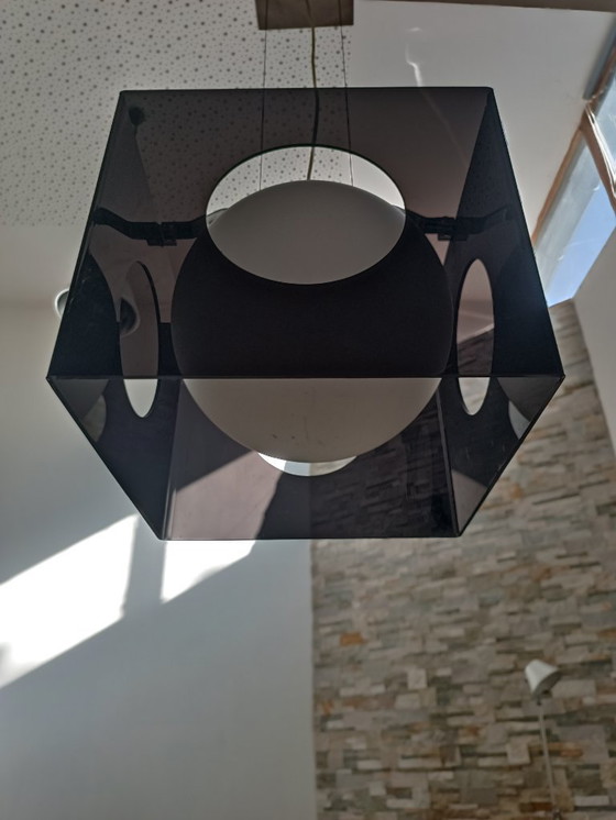 Image 1 of 1900s Smoked Plexiglas Designer Pendant Lamp