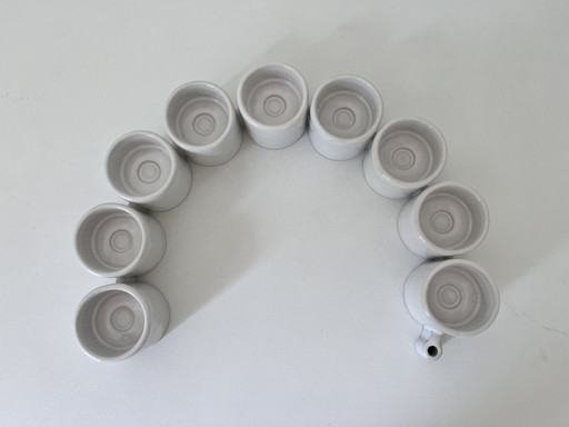 Set van 9 IKEA PS 1999 Porseleinen Kaarshouders – Ehlén Johansson – Wit, Modulair