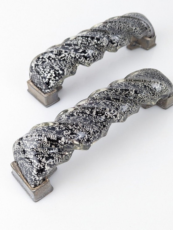 Image 1 of 2X Murano Glass And Silver Spiral Handles 1960S