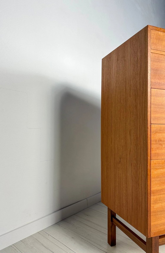 Image 1 of Cassettiera vintage danese in teak di Holger Jensen per FDB, stile Mid-Century Modern, anni '60.