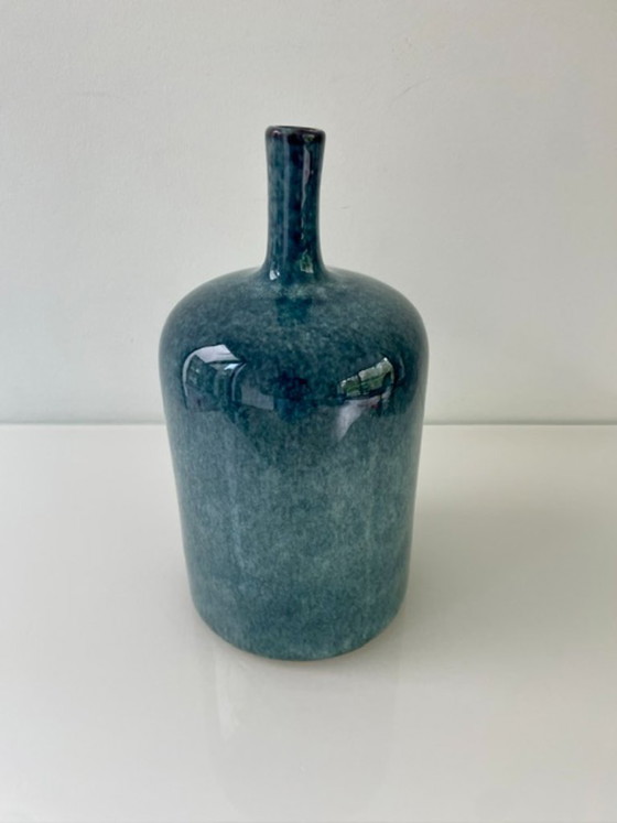 Image 1 of Vase de style scandinave, émail bleu - 23,5 cm de hauteur