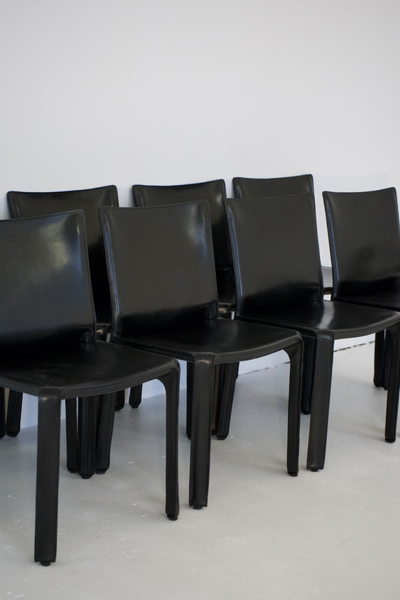 Image 1 of 8x CAB 412 2x CAB 413 Set Sedia con braccioli Sedia da pranzo Pelle Nera Cassina Mario Bellini