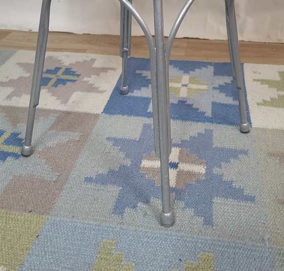 Image 1 of Tavolino rotondo in granito grigio e metallo argentato, design tedesco 1960