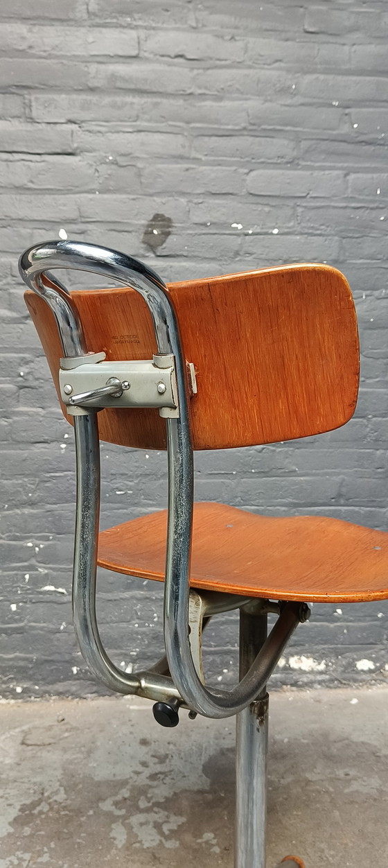 Image 1 of Zeldzame gebr. De wit gispen Bauhaus buizenframe chromen industriële atelier stoel schiedam holland 