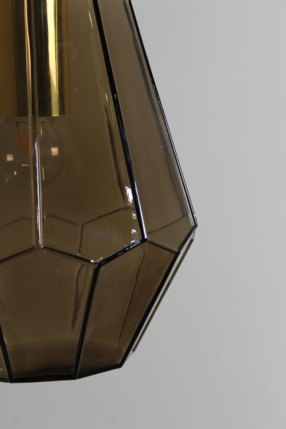 Image 1 of Vintage Rookglas Hanglamp, Plafondlamp Glashütte Limburg