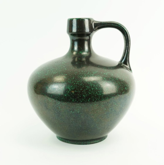 Image 1 of ruscha mid century VASE black and green kurt tschoerner mid century pottery model 340