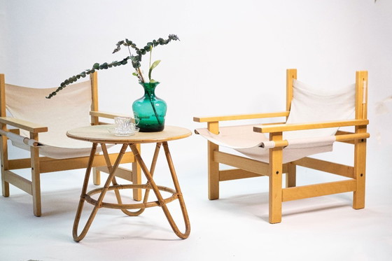 Image 1 of Mid-Century Lounge Sessel aus Holz mit Canvas, 1960er, Set of 2