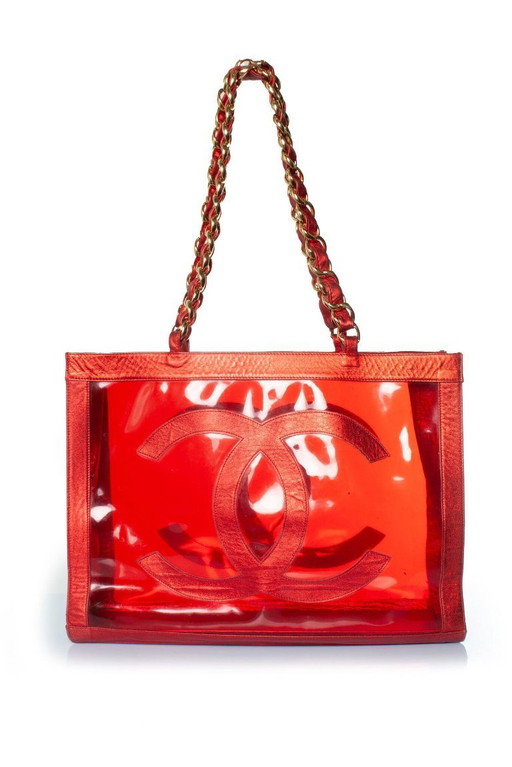 Chanel, borsa tote Barbie in plexiglass metallizzato con logo CC, 1995