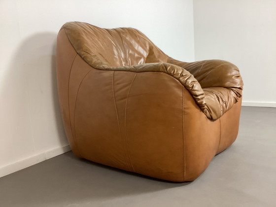 Image 1 of Cognac lederen fauteuil jaren’70 italiaans