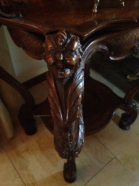 Image 1 of Mesa neorrenacentista con bandeja, italiana, siglo XIX, nogal macizo