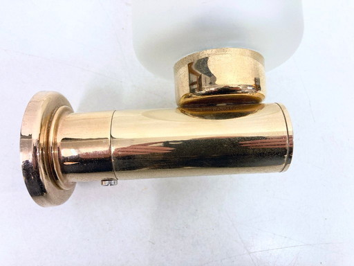 2 wall lamps by Keuco made of gold-plated metal and glass