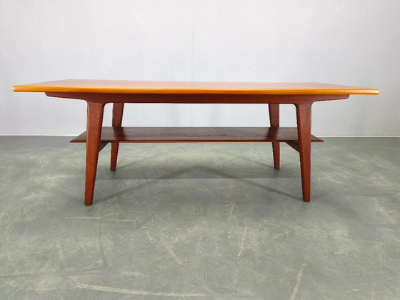 Image 1 of Danish Mid Century Teak Coffee Table with Shelf, 1960s