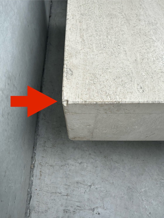 Image 1 of Vintage coffee table / side table - travertine and brass