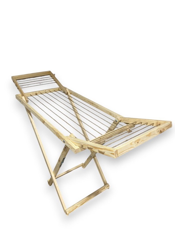 Image 1 of Wooden Clothes Airer, Laundry Drying Rack - Rustic Furniture, Foldable Horse