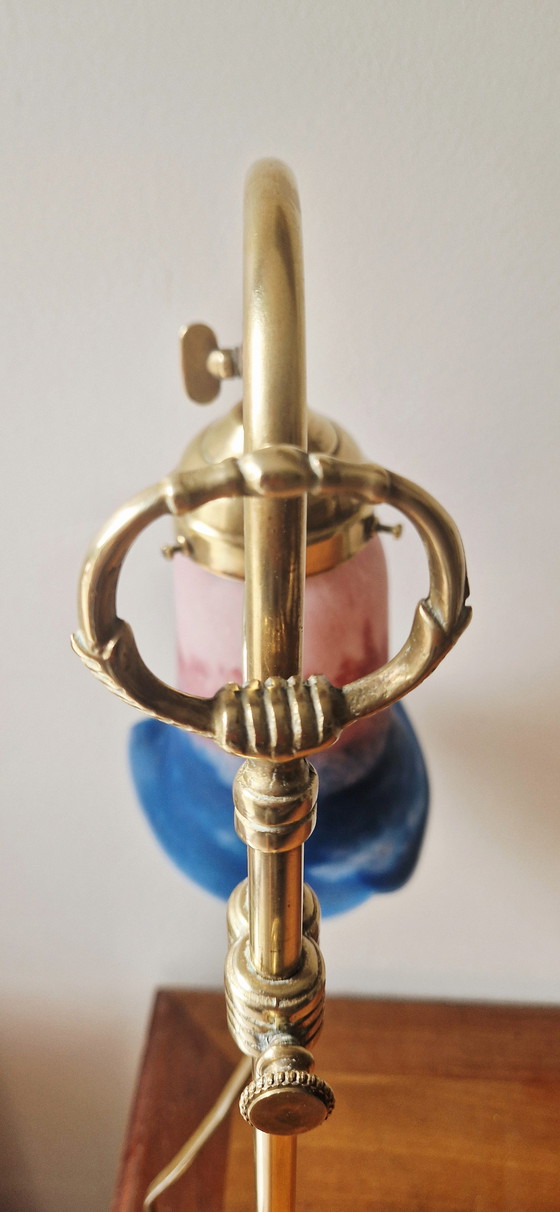 Image 1 of Art Nouveau stijl lamp- Messing en glaspasta- 1920's
