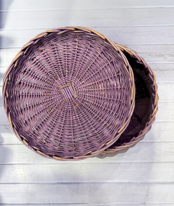 Image 1 of Grand panier vintage en rotin tressé en forme de serpent