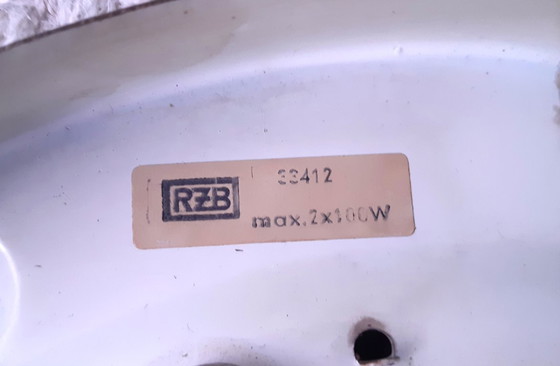 Image 1 of Suspension ronde en verre de RZB Leuchten, lampe de plafond vintage en verre avec relief.