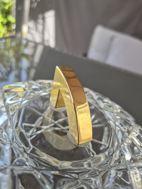 Image 1 of Vintage Walther Glas crystal candy dish with gold-tone handle – Germany, 1970s