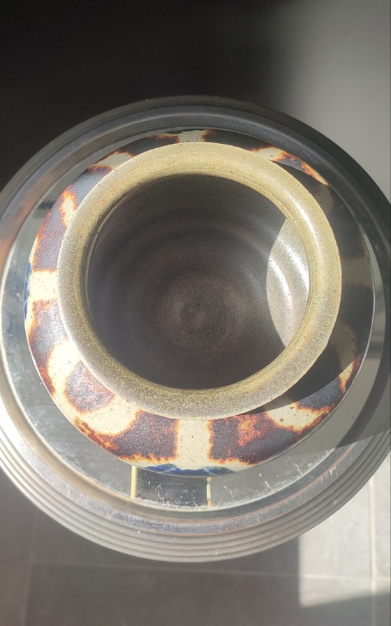 Image 1 of Pyrite stoneware ball vase, signed