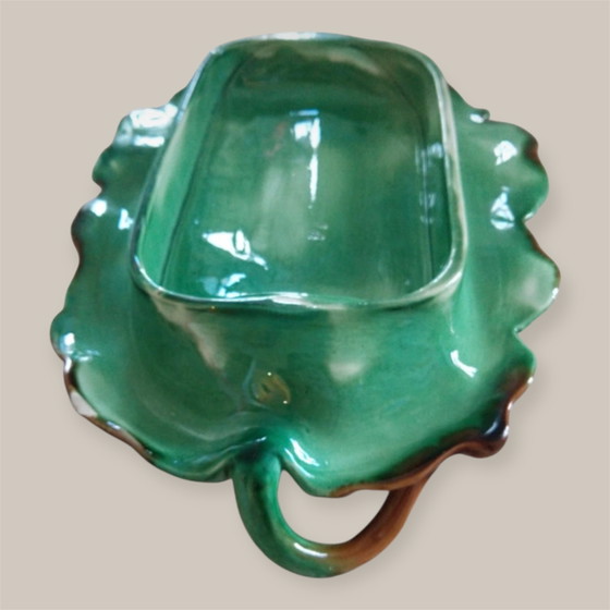 Servidor de espárragos de mayólica barbotina francesa Creil Et Montereau antiguo – Loza, Ceramic (photo 5 of 6)