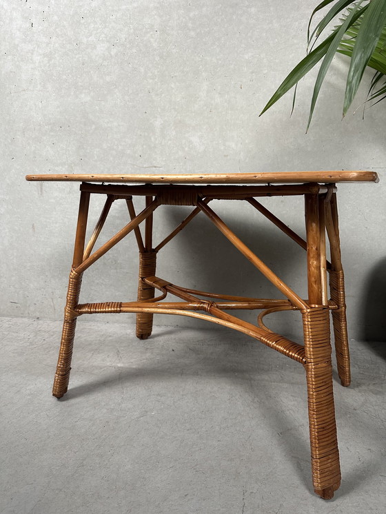 Image 1 of Vintage rattan table - boho