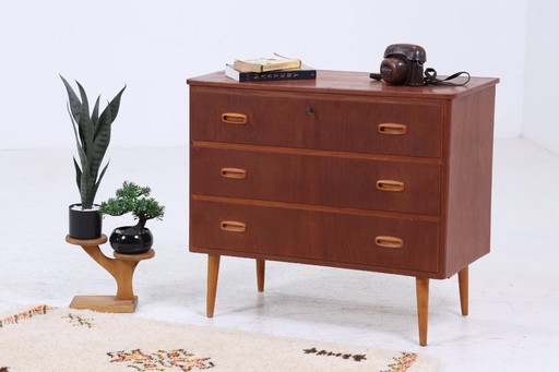 Dark Vintage Teak Drawer Chest | Mid - Century Drawer Cabinet | Wood Storage 60s 70s #05-45