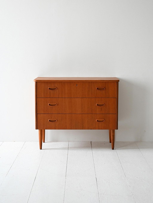 1950s/60s Scandinavian Vintage Teak Three-Drawer Chest