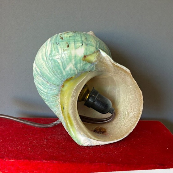 Image 1 of Juego de escritorio con luz de concha náutica y bolígrafo, años 40