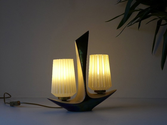 Rare vintage Art Deco table lamp, Verceram France, 1950s/60s – Glass, Ceramic (photo 3 of 10)