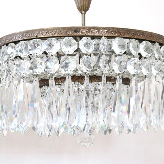 Image 1 of Spectacular Chandeliers with Large Crystal Drops, Italy Early 20th Century