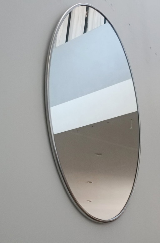 Large chrome-plated metal mirror, Italy, 1970s