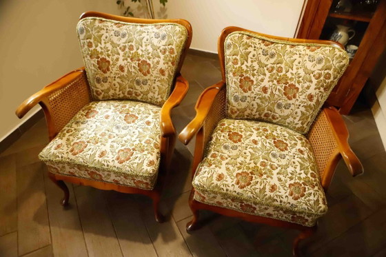 Image 1 of Set aus 2 deutschen Chippendale-Rohrsesseln von Adolf Wrenger