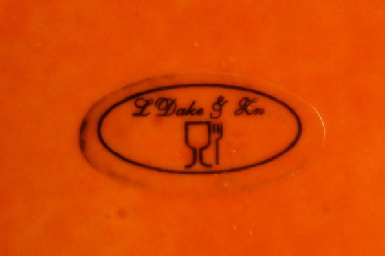 Image 1 of Vintage Orange Barbotine Ceramic Pitcher