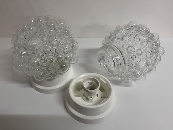 Image 1 of 2 stuks vintage helder glas Helena Tynell Bubble plafondlamp wandlamp