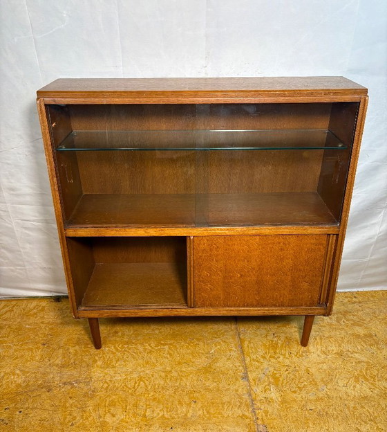 Image 1 of Mid-Century Retro Vintage Oak Display Cabinet by G Plan – Brandon Range   Compact Design • Sliding Doors • Iconic British Mid-Ce
