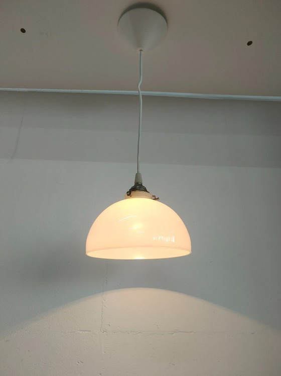 Image 1 of Vintage Ceiling Lamp Pendant Lamp (Opal Glass/Brass)