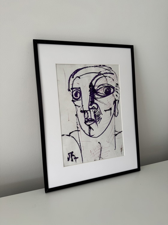 Original Patrick Boudon Drawing – Expressionist Portrait – Paintings & Drawings, Paper (photo 5 of 6)