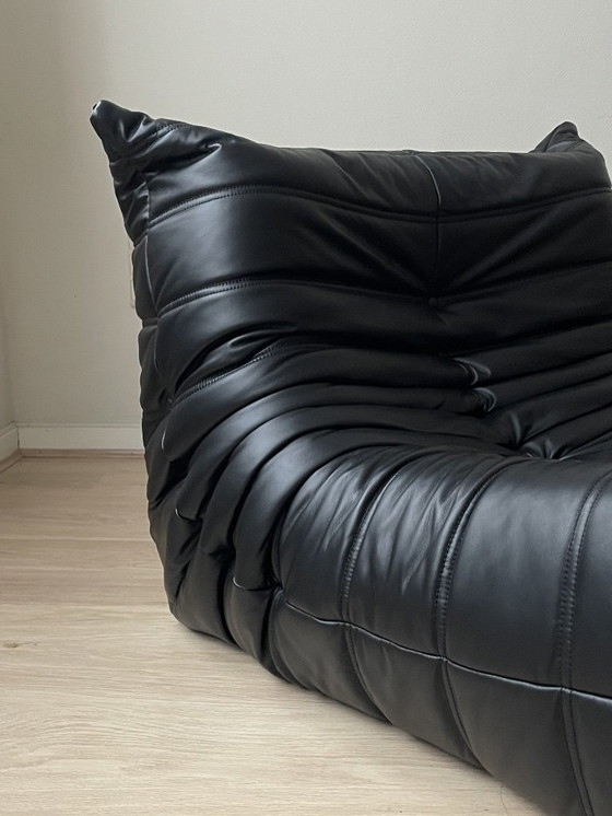 Image 1 of Identical Replica Ligne Roset Togo Sofa – Black Leather – 100% Italian Leather