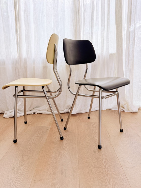 Image 1 of Sedie vintage Brabantia con struttura tubolare (4 pezzi) – Rivestimento in pelle Skai