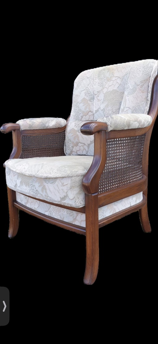 4 Eichensessel mit Wollmohair