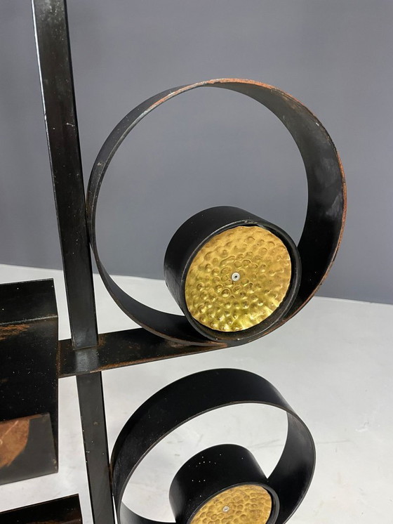 Image 1 of Retro-Pflanzenständer aus Metall, brutalistischer Stil, Tschechoslowakei, 1970er Jahre