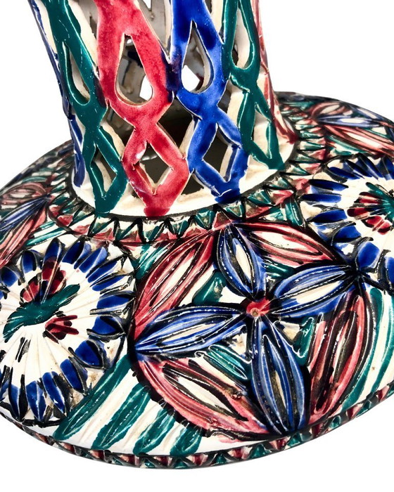 Image 1 of Large Vintage Nabeul Tunisia Vase - 25cm Height - 18cm Diameter - Office National de l'Artisanat