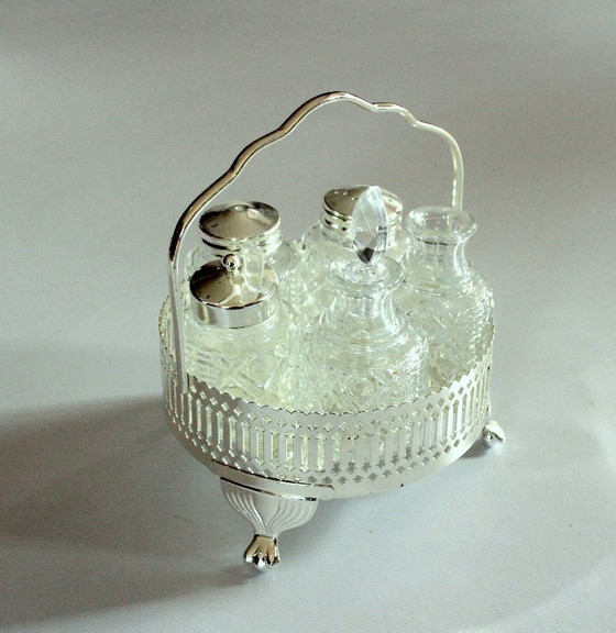 Image 1 of Mid Century charmante Menage Metall/Glas