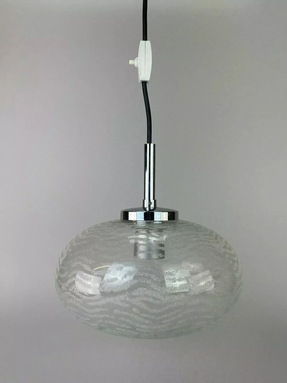 Image 1 of 70s hanging lamp ceiling lamp lamp luminaire space age glass Hustadt Leuchten