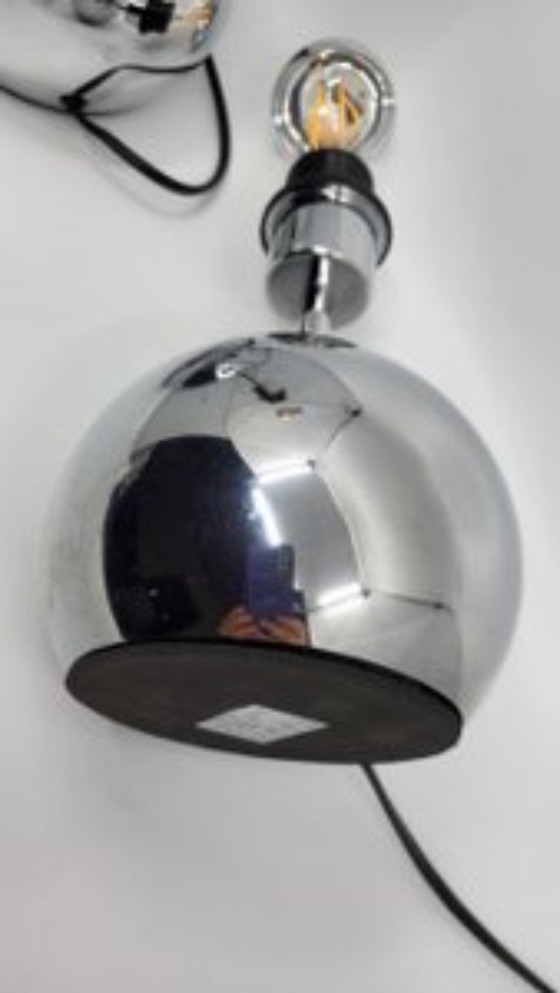 Image 1 of Eye Ball Lampen aus Chrom Frankreich Space Age 1960 Set von 2