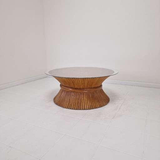 Sheaf of Wheat Bamboo Coffee Table by McGuire, USA, circa 1970
