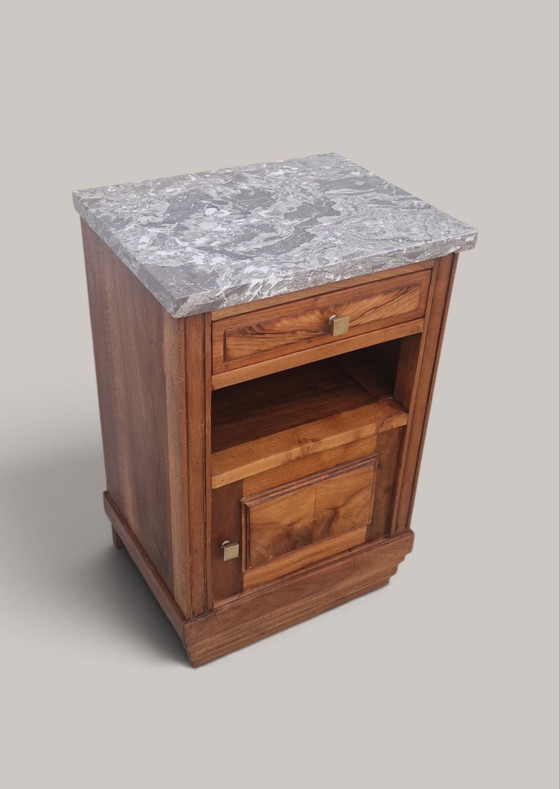 Mobile Art Déco - Legno di noce e marmo grigio - Circa 1930, Credenze, Beige (foto 4 di 15)