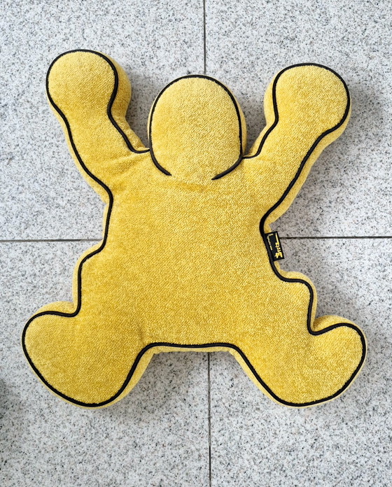 Image 1 of 2 cuscini Keith Haring Bretz giallo + blu design classico del 1998