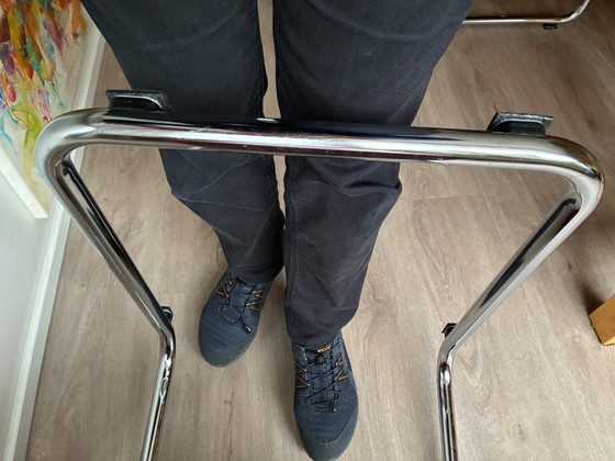 Sei Sedie da pranzo Hülsta, pelle rossa, Cromo, Rosso, Modern (foto 6 di 9)